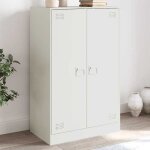 Vidaxl buffet blanc 67x39x107 cm acier armoire armoire lat�rale armoire de rangement armoires placard ...