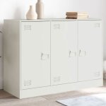 Vidaxl buffet blanc 99x39x73 cm acier armoire armoire lat�rale armoire de rangement armoires placard ...