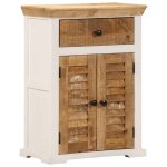 Vidaxl buffet blanc et marron 55x30x73 cm bois de manguier solide brut meuble de rangement meuble de ...