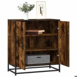 Vidaxl buffet chêne fumé 68x35x76 cm bois dingénierie et métal armoire de rangement meuble dentrée meuble ... Vidaxl buffet chêne fumé 68x35x76 cm bois dingénierie et métal armoire de rangement meuble dentrée meuble ...