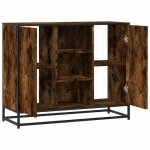 Vidaxl buffet chne fum 92x35x76 cm bois d'ingnierie, armoire de rangement, meuble d'entre, meuble ...