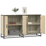 Vidaxl buffet ch�ne sonoma 134x35x76 cm bois ding�nierie meuble de rangement meuble de rangement de cuisine ...