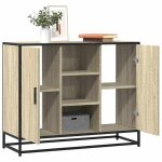 Vidaxl buffet ch�ne sonoma 92x35x76 cm bois ding�nierie armoire de rangement meuble dentr�e meuble dappoint ...