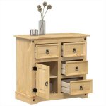 Vidaxl buffet corona 80x40x75 cm bois massif de pin armoire de rangement meuble de rangement de cuisine ...