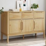 Vidaxl buffet floro marron cire 114x43x74 cm bois massif de pin meuble de rangement meuble de rangement ...