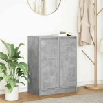 Vidaxl buffet gris b�ton 57x34x76 cm bois ding�nierie meuble de rangement meuble de rangement de cuisine ...