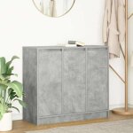 Vidaxl buffet gris b�ton 85x34x76 cm bois ding�nierie meuble de rangement meuble de rangement de cuisine ...