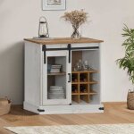 Vidaxl buffet halden porte coulissante blanc 80x40x80 cm bois massif armoire de rangement armoire de ...
