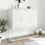 Vidaxl buffet haut blanc 1005x39x107 cm acier buffet placard armoire lat�rale armoire armoire de rangement ...