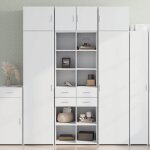 Vidaxl buffet haut blanc 70x425x185 cm bois ding�nierie buffet meuble de rangement armoire haute armoire ...