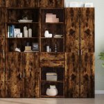Vidaxl buffet haut ch�ne fum� 50x425x185 cm bois ding�nierie buffet placard armoire lat�rale armoire ...