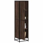 Vidaxl buffet haut chne marron 355x35x139 cm bois dingnierie mtal armoire latrale armoire de rangement ...