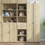 Vidaxl buffet haut ch�ne sonoma 45x425x185 cm bois ding�nierie buffet placard armoire lat�rale armoire ...