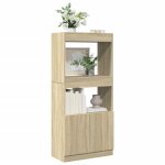 Vidaxl buffet haut chne sonoma 63x33x140 cm bois dingnierie armoire  livres armoire  livres moderne ...