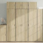 Vidaxl buffet haut ch�ne sonoma 70x425x185 cm bois ding�nierie buffet armoire de rangement panneau lat�ral ...