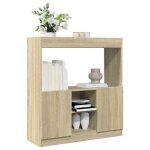 Vidaxl buffet haut chne sonoma 92x33x100 cm bois dingnierie armoire  livres armoire  livres moderne ...