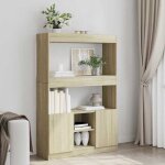 Vidaxl buffet haut chne sonoma 92x33x140 cm bois dingnierie armoire  livres armoire  livres moderne ...