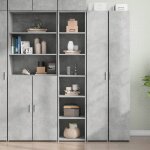 Vidaxl buffet haut gris b�ton 40x41x185 cm bois ding�nierie buffet armoire de rangement armoire haute ...