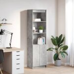 Vidaxl buffet haut gris b�ton 50x35x180 cm bois ding�nierie armoire armoire lat�rale armoire de rangement ...