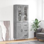 Vidaxl buffet haut gris b�ton 695x34x180 cm bois ding�nierie 3198693