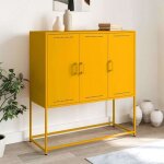 Vidaxl buffet haut jaune moutarde 1005x39x107 cm acier buffet placard armoire lat�rale armoire armoire ...