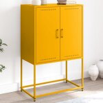 Vidaxl buffet haut jaune moutarde 68, 5x38, 5x107 cm acier, buffet, placard, armoire latrale, armoire, ...