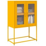 Vidaxl buffet haut jaune moutarde 68x39x107 cm acier armoire armoire de rangement buffet haut armoire ...