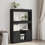 Vidaxl buffet haut noir 92x33x140 cm bois ding�nierie armoire � livres armoire � livres moderne �tag�re ...