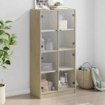 Vidaxl buffet haut avec portes ch�ne sonoma bois ding�nierie armoire lat�rale armoire de rangement haute ...