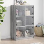 Vidaxl buffet haut avec portes gris sonoma 68x37x109cm bois ing�nierie armoire lat�rale armoire de rangement ...