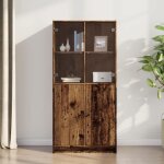 Vidaxl buffet haut avec portes vieux bois 68x37x142 cm bois ing�nierie 3318722