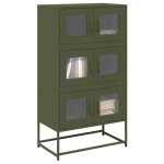 Vidaxl buffet haut vert olive 68x39x123 cm acier armoire armoire de rangement buffet haut armoire lat�rale ...