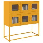 Vidaxl buffet jaune moutarde 1005x39x107 cm acier lamin� � froid 853425