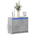Vidaxl buffet avec led gris bton 72x34x61 cm bois d'ingnierie, meuble de rangement, meuble de rangement ...