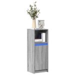 Vidaxl buffet avec led sonoma gris 38x34x100 cm bois ding�nierie meuble de rangement meuble de rangement ...