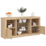 Vidaxl buffet avec lumi�res led armoire avec porte meuble de rangement organisateur de salon entr�e salle ...