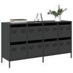 Vidaxl buffet noir 135x39x735 cm acier lamin� � froid meuble de rangement meuble de rangement de cuisine ...