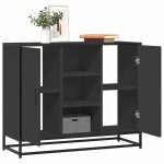 Vidaxl buffet noir 92x35x76 cm bois d?ing�nierie armoire de rangement meuble dentr�e meuble dappoint ...