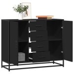 Vidaxl buffet noir 92x35x76 cm bois d?ing�nierie meuble de rangement meuble de rangement de cuisine meuble ...