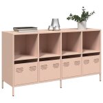 Vidaxl buffet rose 135x39x735 cm acier lamin� � froid meuble de rangement meuble de rangement de cuisine ...