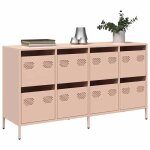 Vidaxl buffet rose 135x39x735 cm acier lamin� � froid meuble de rangement meuble de rangement de cuisine ...