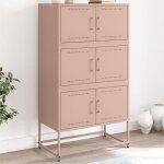 Vidaxl buffet rose 685x385x1235 cm acier armoire armoire lat�rale armoire de rangement armoire placard ...
