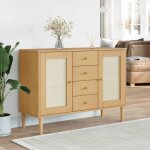 Vidaxl buffet senja aspect rotin marron 112x40x80cm bois massif de pin 358025 Vidaxl buffet senja aspect rotin marron 112x40x80cm bois massif de pin 358025