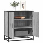 Vidaxl buffet sonoma gris 68x35x76 cm bois dingnierie et mtal armoire de rangement meuble dentre meuble ...