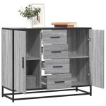 Vidaxl buffet sonoma gris 92x35x76 cm bois ding�nierie meuble de rangement meuble de rangement de cuisine ...