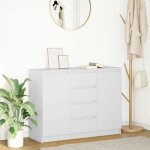 Vidaxl buffet avec tiroirs blanc 1005x35x76 cm bois ding�nierie meuble de rangement buffet meuble dentr�e ...