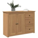 Vidaxl buffet avec tiroirs panama 112x40x80 cm bois massif de pin meuble de rangement meuble de rangement ...
