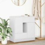 Vidaxl buffet avec tiroirs et portes blanc 705x34x745 cm meuble de rangement armoire de buffet meuble ...