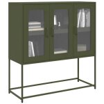 Vidaxl buffet vert olive 1005x39x107 cm acier lamin� � froid meuble de rangement meuble de rangement ...