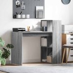 Vidaxl bureau gris sonoma 108 x 55 x 1035 cm - bois ding�nierie bureau droit moderne